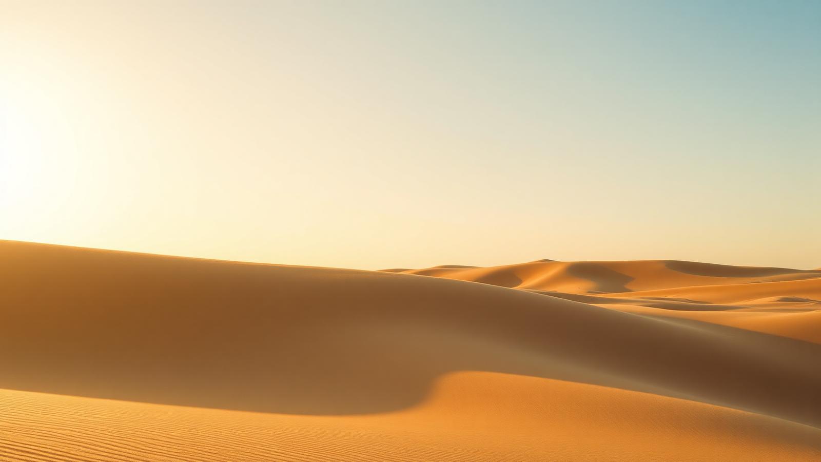 Warm golden sand dunes in soft Mediterranean raking light